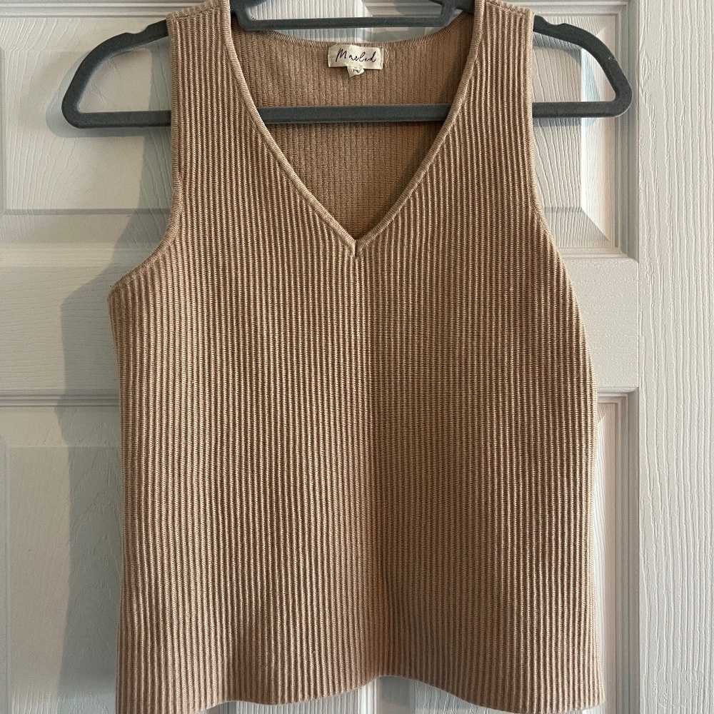 Marled Ribbed V-Neck Tank Top